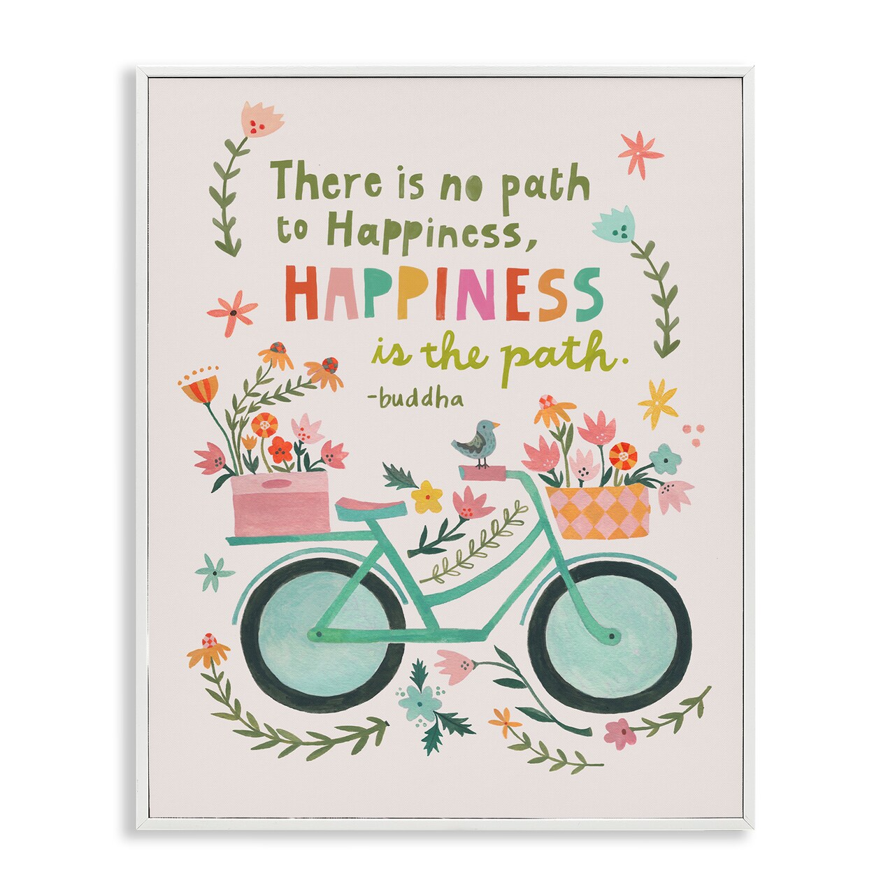 Stupell Industries Happiness Is The Path Framed Giclee Wall Art Design by Irene Chan